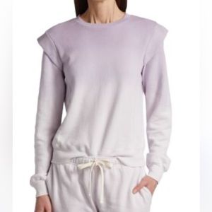 Monrow sweatshirt women’s ombré wash ruffle shoulder pastel lilac cotton M